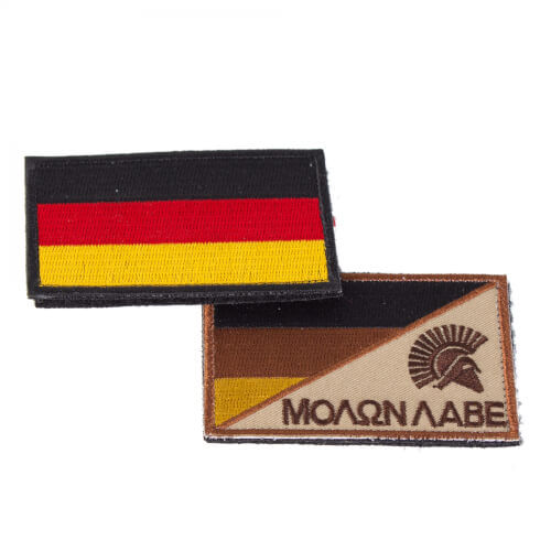 Molon Labe Sparta und Deutschland Flagge Stoff Patch 2 Stück im Set