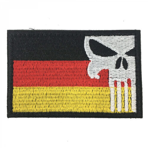 Punisher Stoff Patch mit Deutschlandflagge und Totenkopf