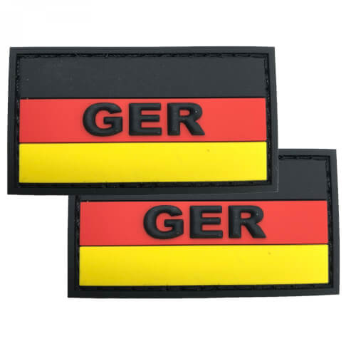GER mit Deutschlandflagge PVC Patch im 2er Set