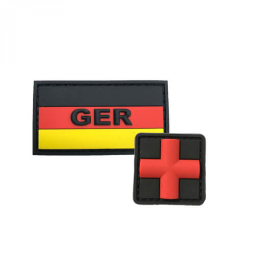 GER mit Deutschlandflagge und HCS Medic rotes Kreuz PVC Patch  