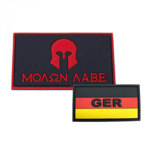GER mit Deutschlandflagge und Molon Labe Patch PVC in 8 x 5 cm rot PVC Patch 