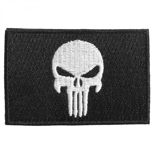 Punisher Totenkopf Stoff Patch Schwarz/Weiss