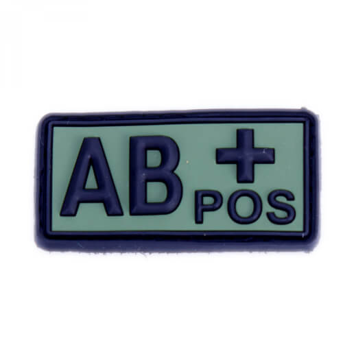 3D Rubberpatch Blutgruppe AB+ positiv oliv