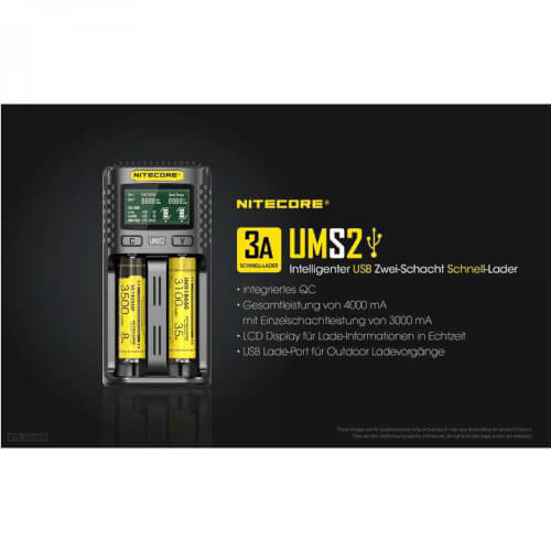 NiteCore UMS2 USB-Schnell-Ladegerät