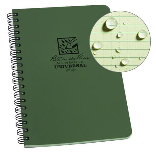Rite in the Rain 4 5/8 x 7 Side-Spiral Notebook oliv