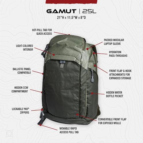 Vertx Gamut CCW Backpack 25L dark earth